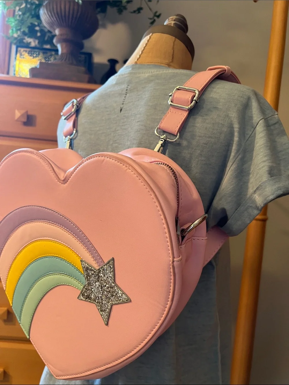 Pink Heart Rainbow Crossbody/backback Bag